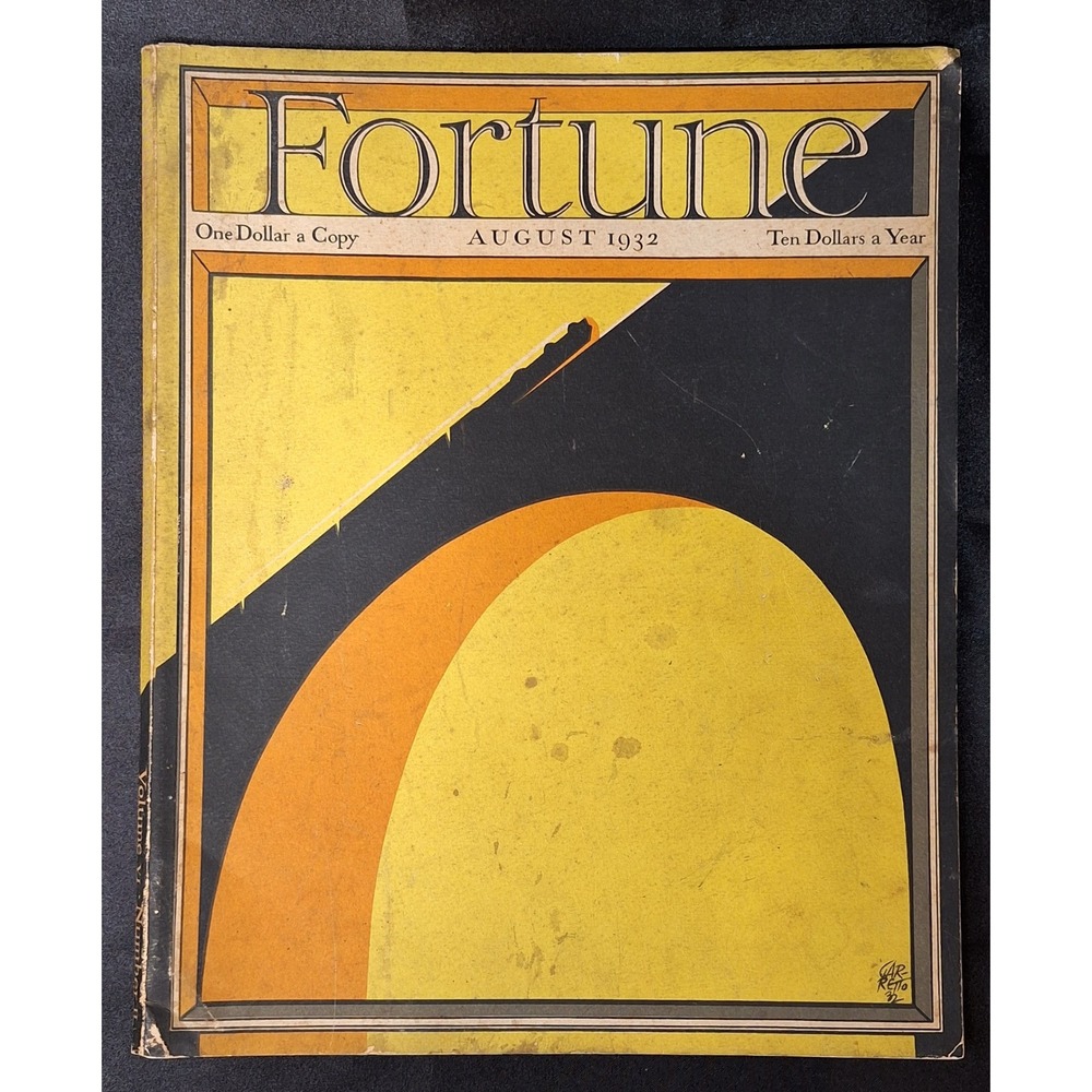 Vintage August 1932 Fortune Magazine Vol 6 No 2 Paolo Garretto Cover FDR Packard